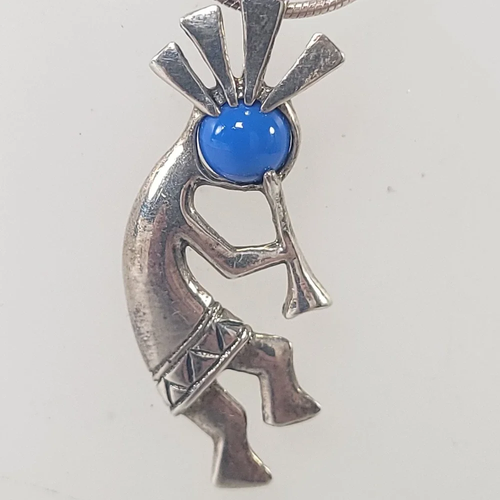 Southwestern‎ Kokopelli Pendant Necklace Sterling Silver 925 Italy Snake Chain